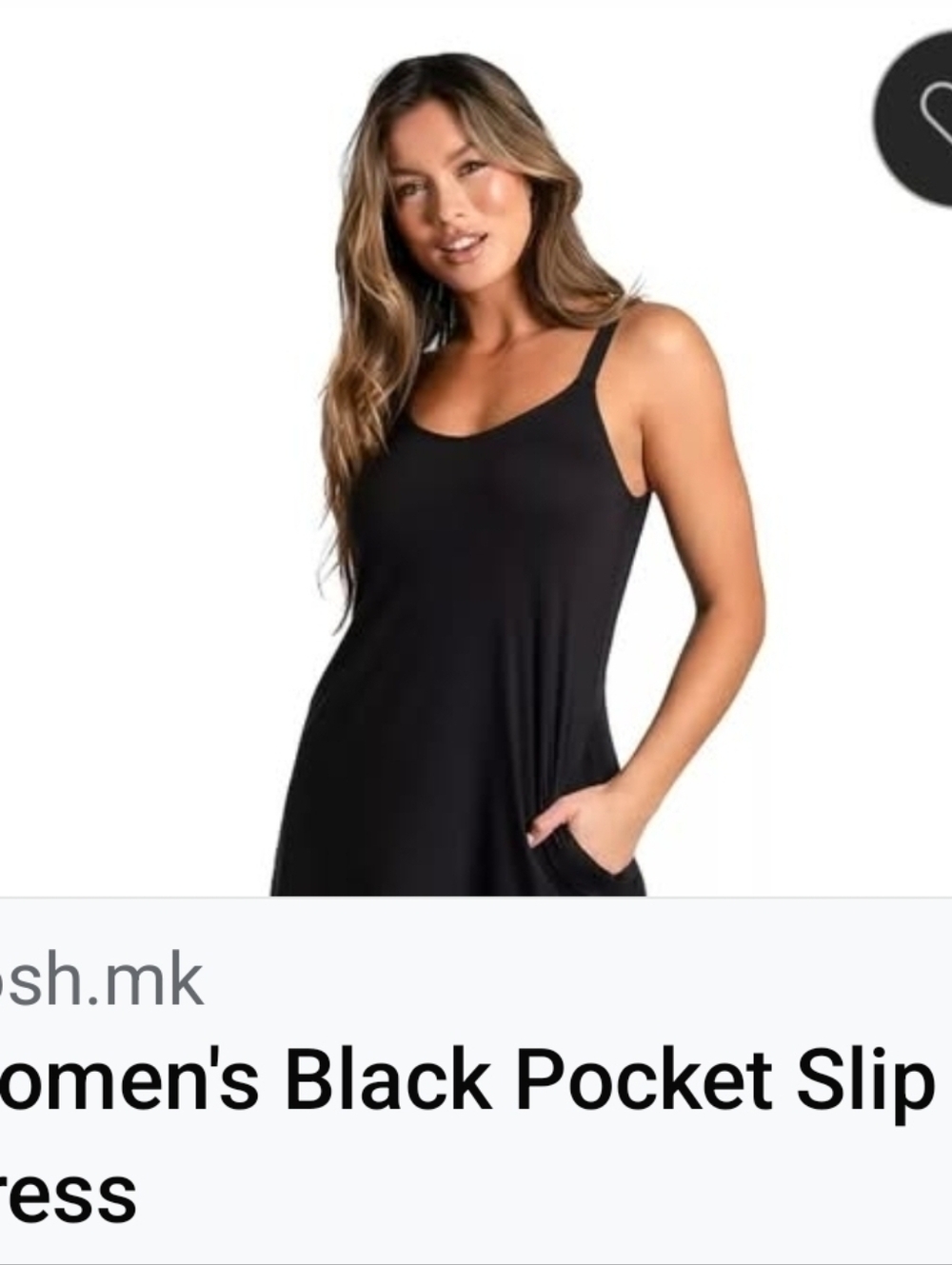 Women's Black Pocket Slip Dress